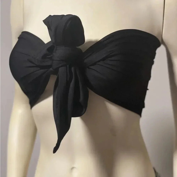 FRONT TIE BANDEAU TOP IN BLACK VERSATILE TOP 6.5”x28.5” - Picture 8 of 10